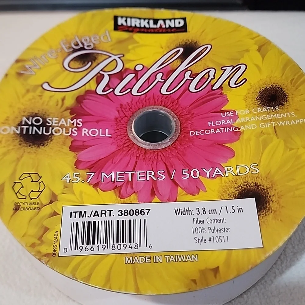 3 Rolls Kirkland Wire-edged Ribbon, 1-1/2